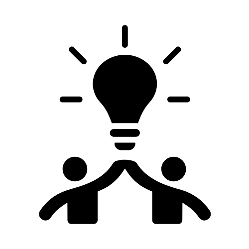 Two people holding a lightbulb symbolizing teamwork and innovation