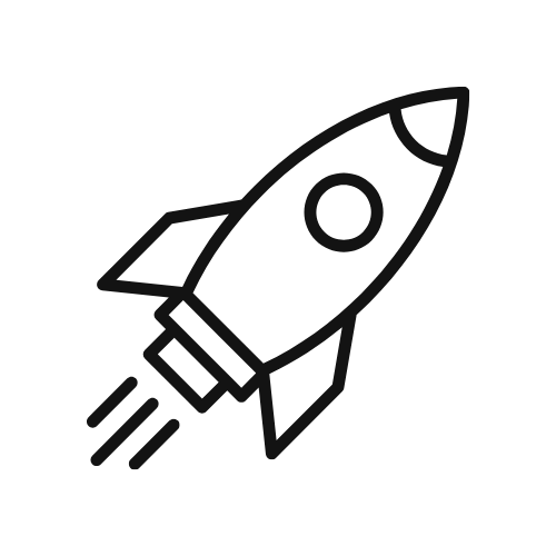 Rocket icon symbolizing launching and accelerating ventures