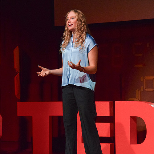 Malia Chavinson giving a TEDx Talk