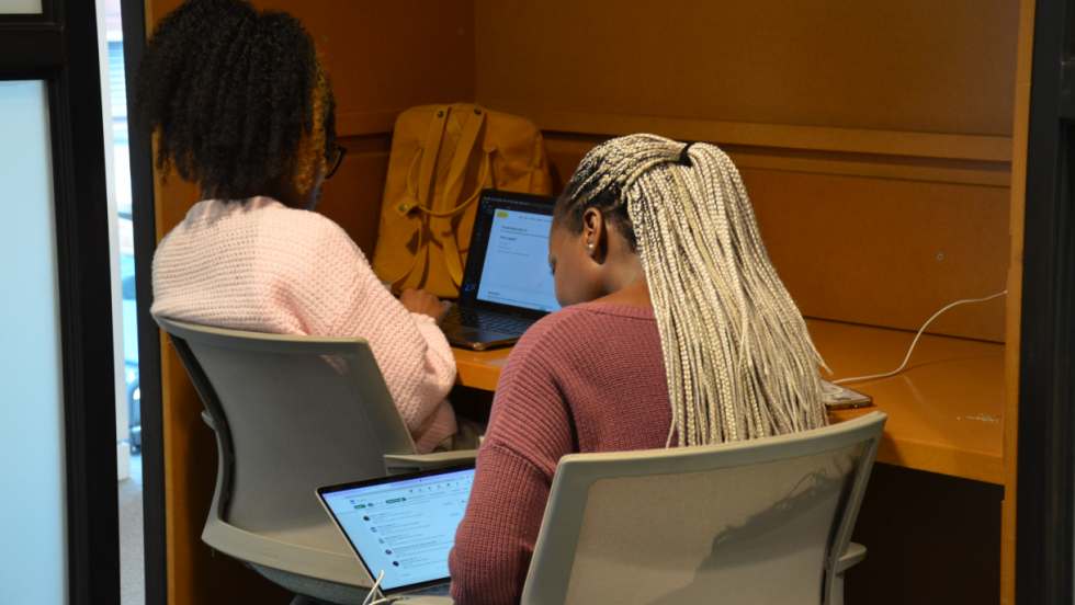 2 students studying in Co-Lab space