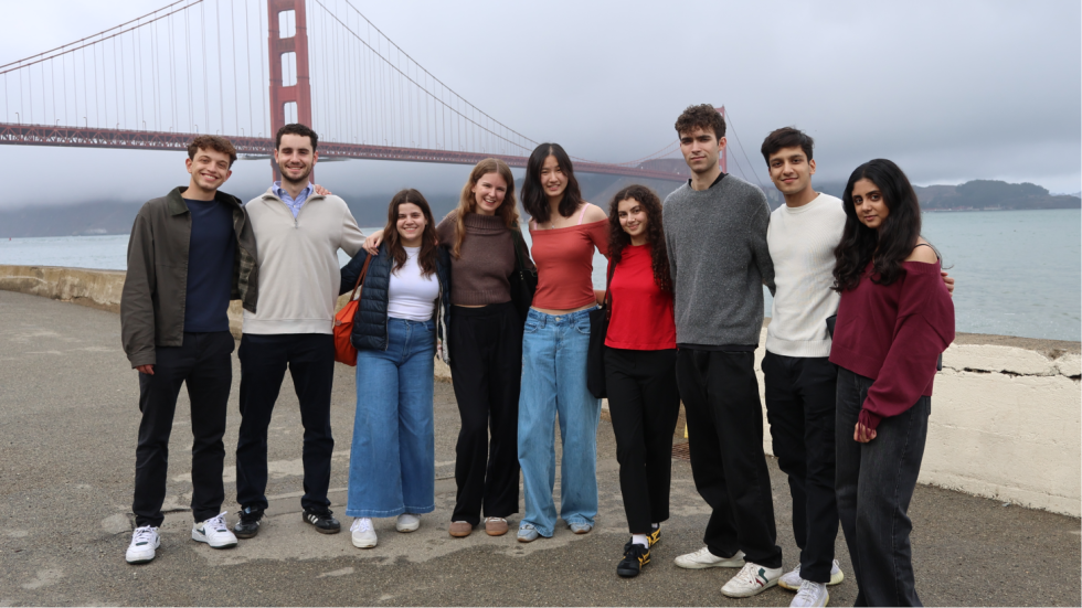 Group photo of the students in front of the Golden Gate Bridge